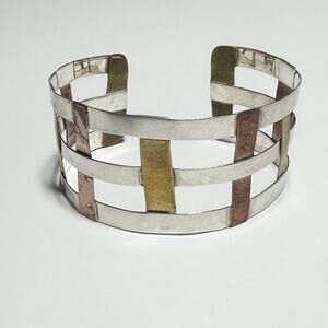 RLM Studio Robert Lee Morris Copper Brass Bracelet 925 Silver Cuff
